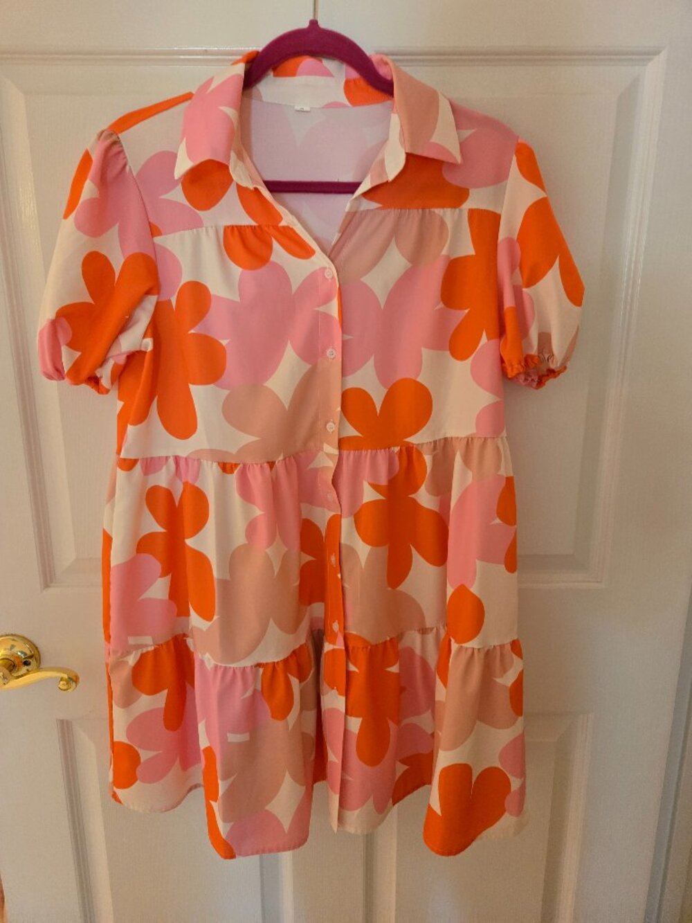 CUTE Floral Retro Shirt Dress Mini Dress - Small